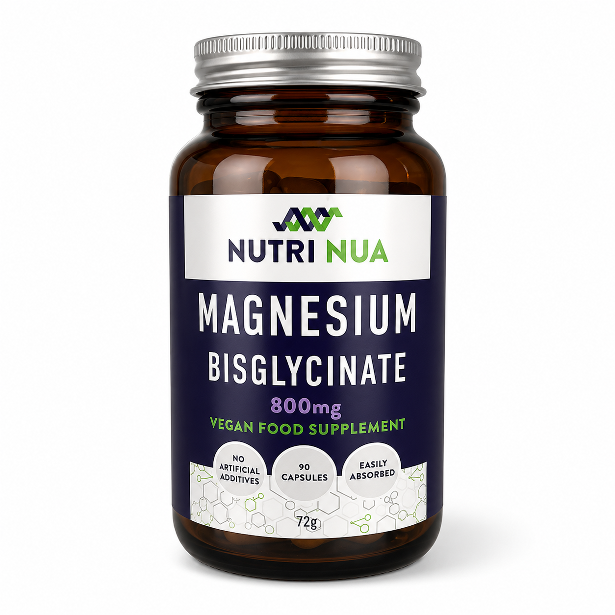 Nutri Nua Magnesium Bisglycinate 800mg Vegan Capsules - 90 Pack