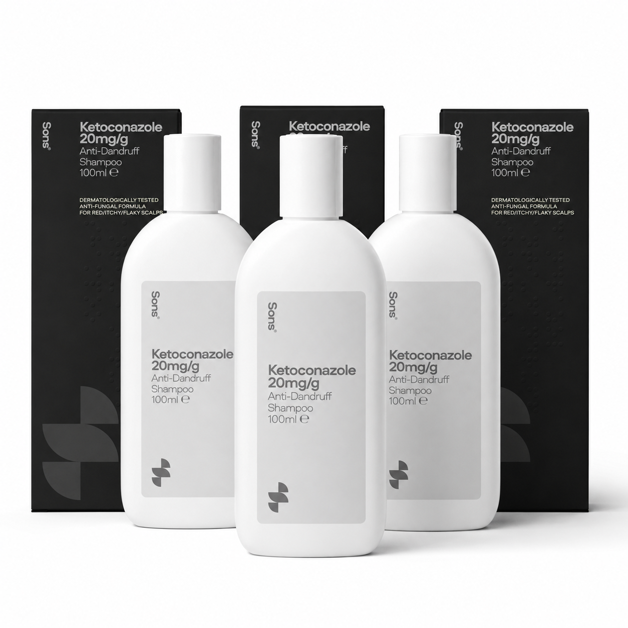 Sons Ketoconazole 20mg/g Shampoo For Dandruff ( 3 Month Bundle ) - 3 x 100ml
