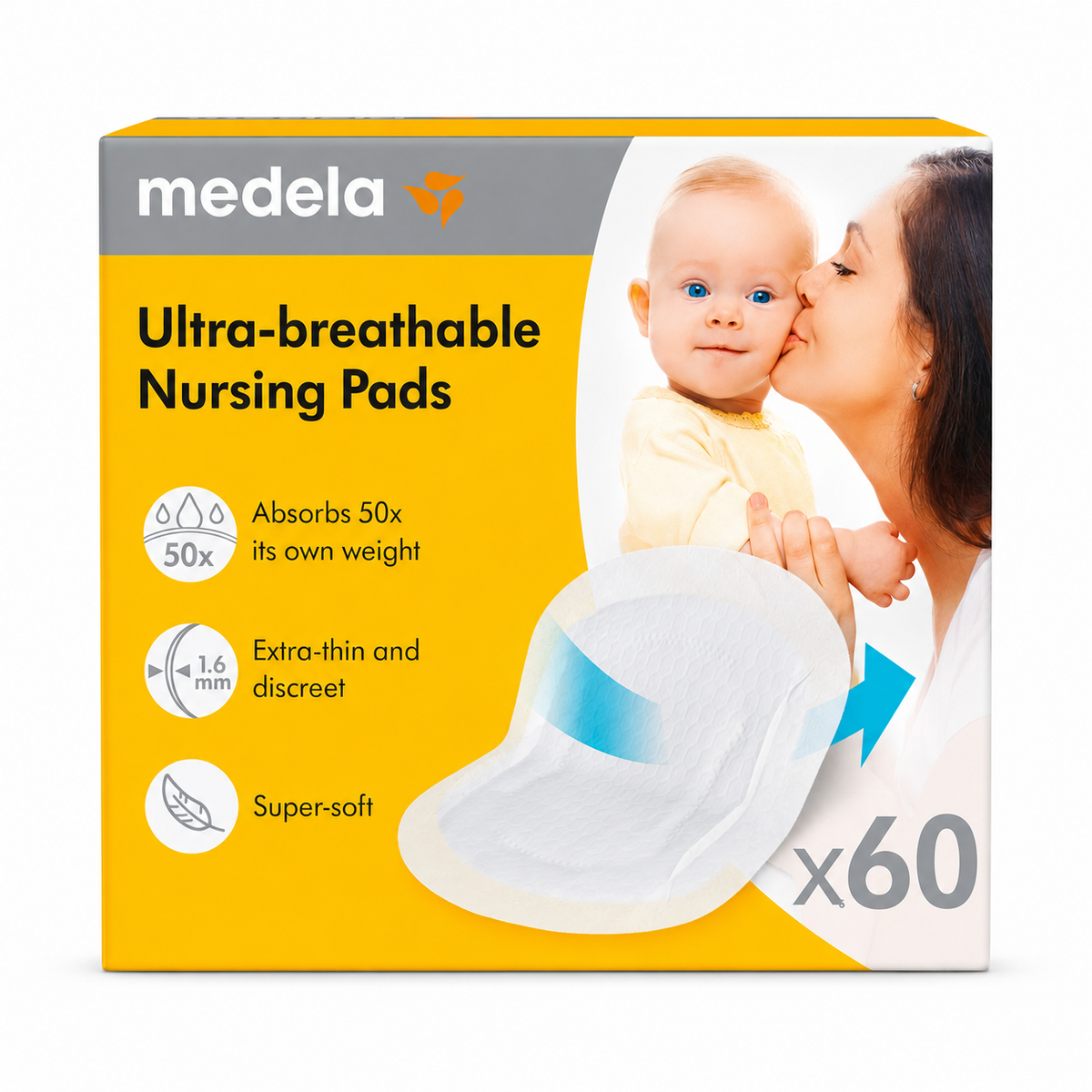 Medela Ultra Breathable Nurising Pads Box - 60 Pads