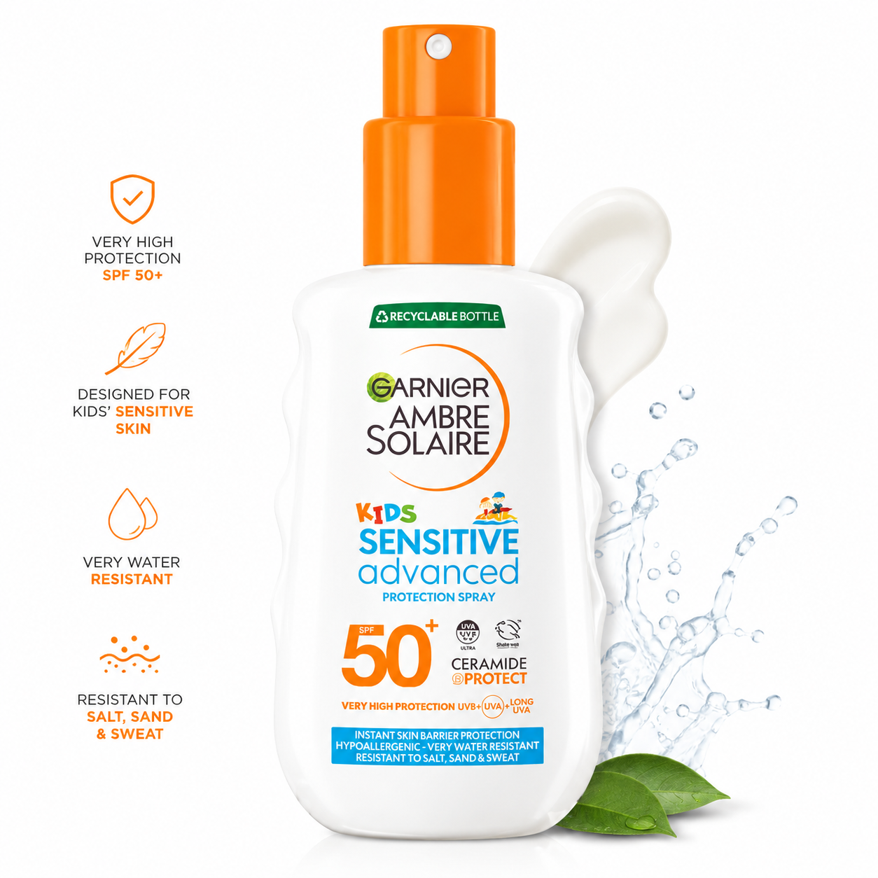 Garnier Ambre Solaire SPF 50+ Kids Sensitive Advanced Sun Cream Spray 150ml