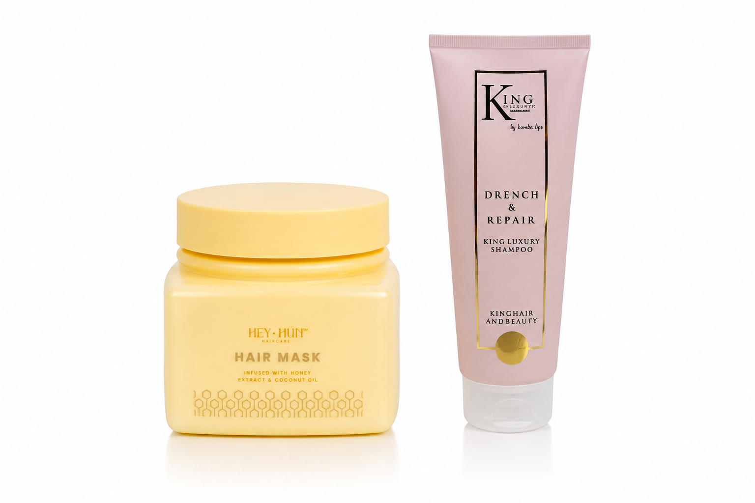 King Hair & Beauty Drench Repair Shampoo & Hey Hun Hair Mask Bundle
