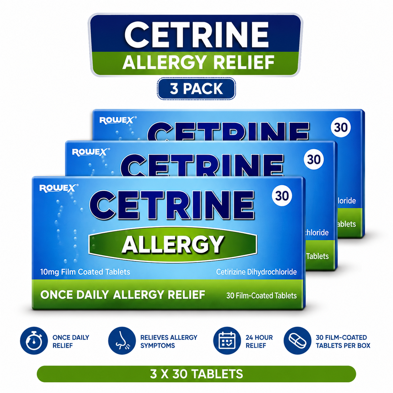 Cetrine Cetirizine Antihistamine Tablets - 3 Month Supply