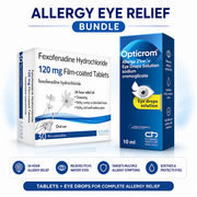 Fexofenadine Tablets & Opticrom Allergy Eye Drops Bundle