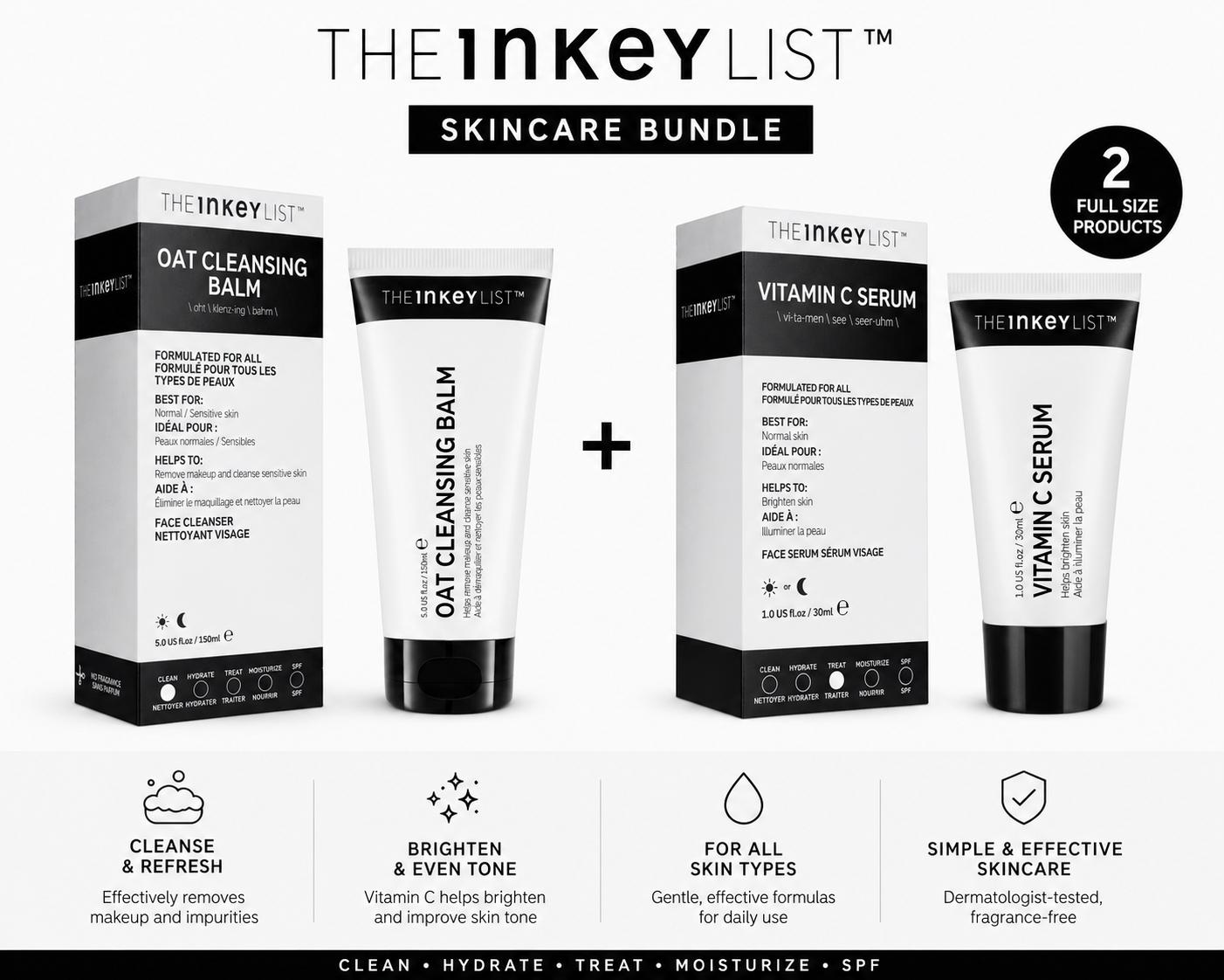 Inkey List Vitamin C Serum 30% & Inkey List Oat Cleansing Bundle