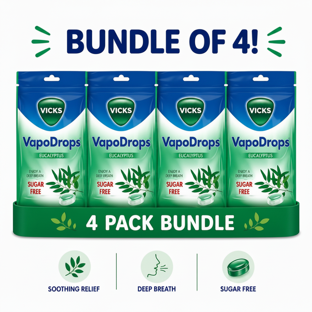 Vicks VapoDrops Sugar Free Eucalyptus x4 Pack Bundle
