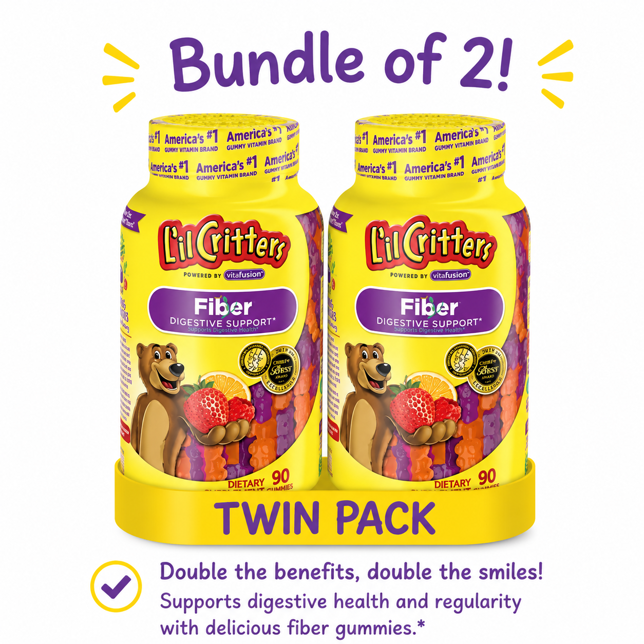 L'il Critters Fiber Bears - 90 Pack Set of 2 Bundle
