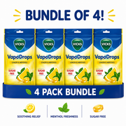 Vicks VapoDrops Sugar Free Lemon & Menthol x4 Pack Bundle