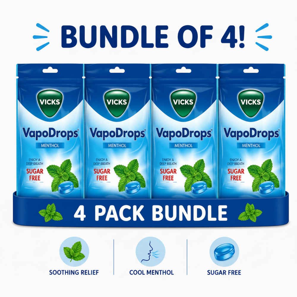 Vicks VapoDrops Sugar Free Menthol x4 Pack Bundle