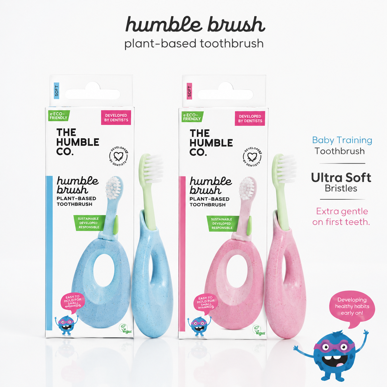 Humble Plant Baby Training Toothbrush Blue