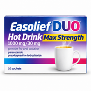 Easolief Duo Hot Drink Max Strength  Paracetamol 1000mg & Ibuprofen 300mg - 10 Sachets