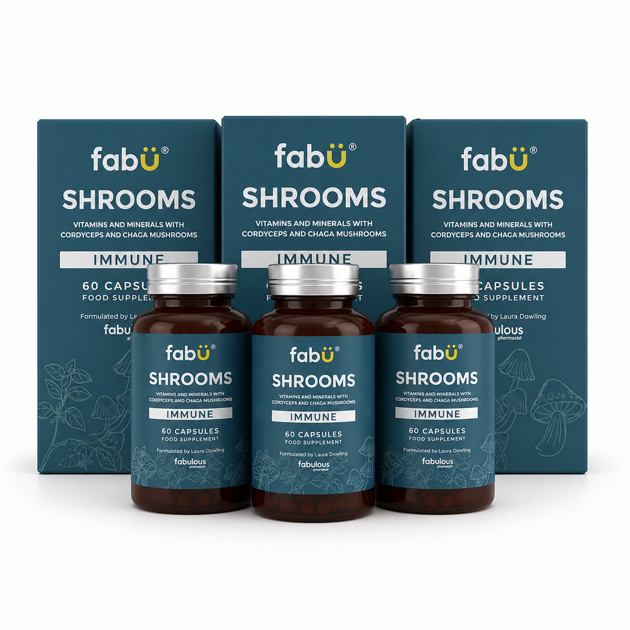 Fabu Shrooms Immune - 3 Month Bundle (3 x 60 Capsules)