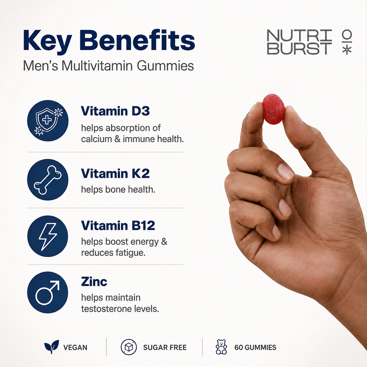 Nutriburst Mens Multivitamin Gummies Wild Berry - 60 Gummies