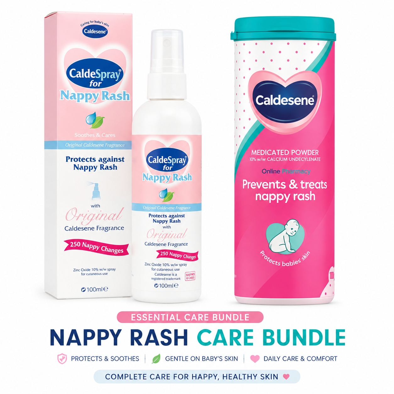 Caldespray Zinc Oxide Nappy Rash Spray & Caldesene Medicated Powder Bundle