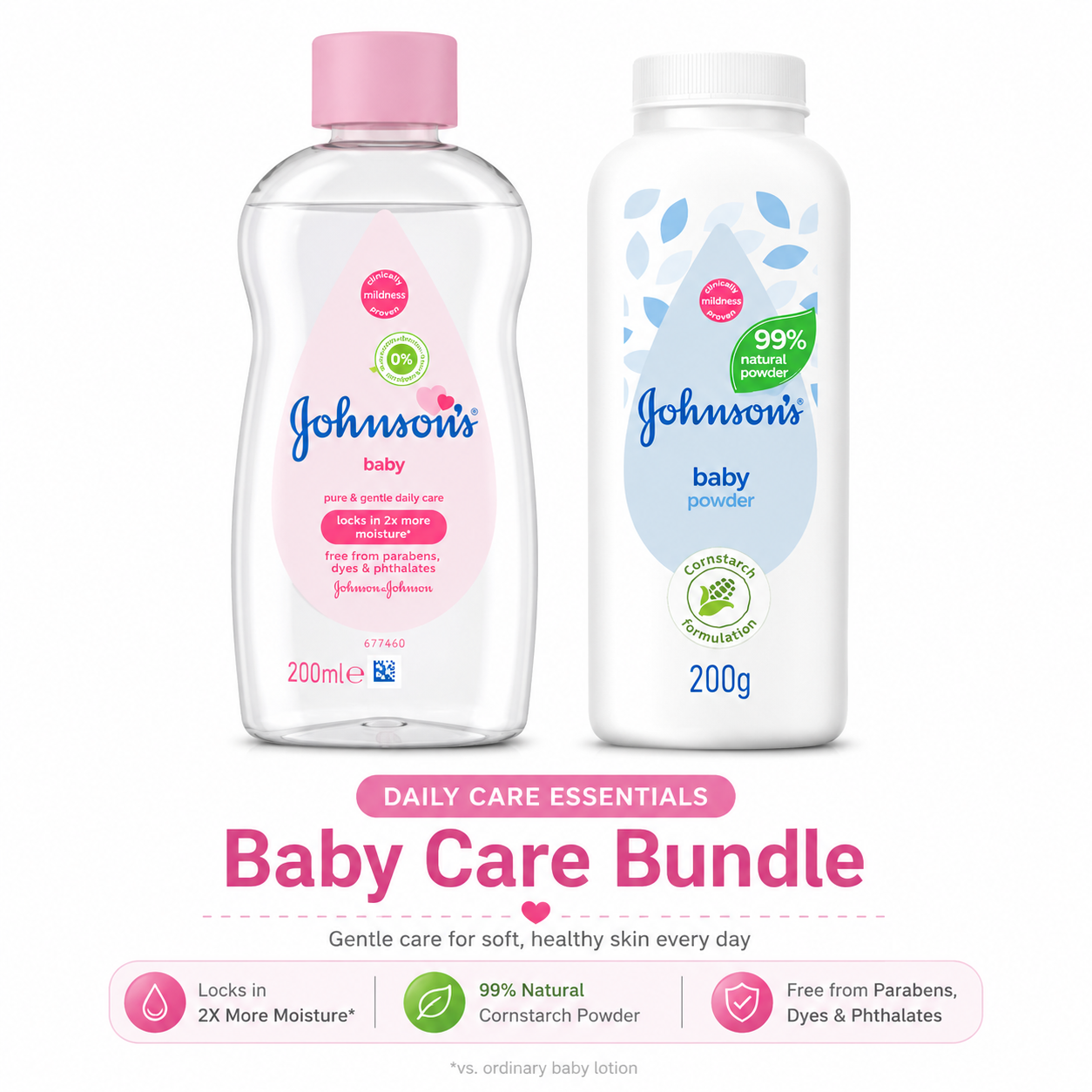 Johnson's Baby Powder &  Baby Oil Bundle