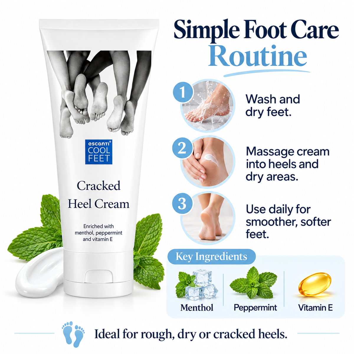 Escenti Cool Foot Cracked Heel Cream - 100ml