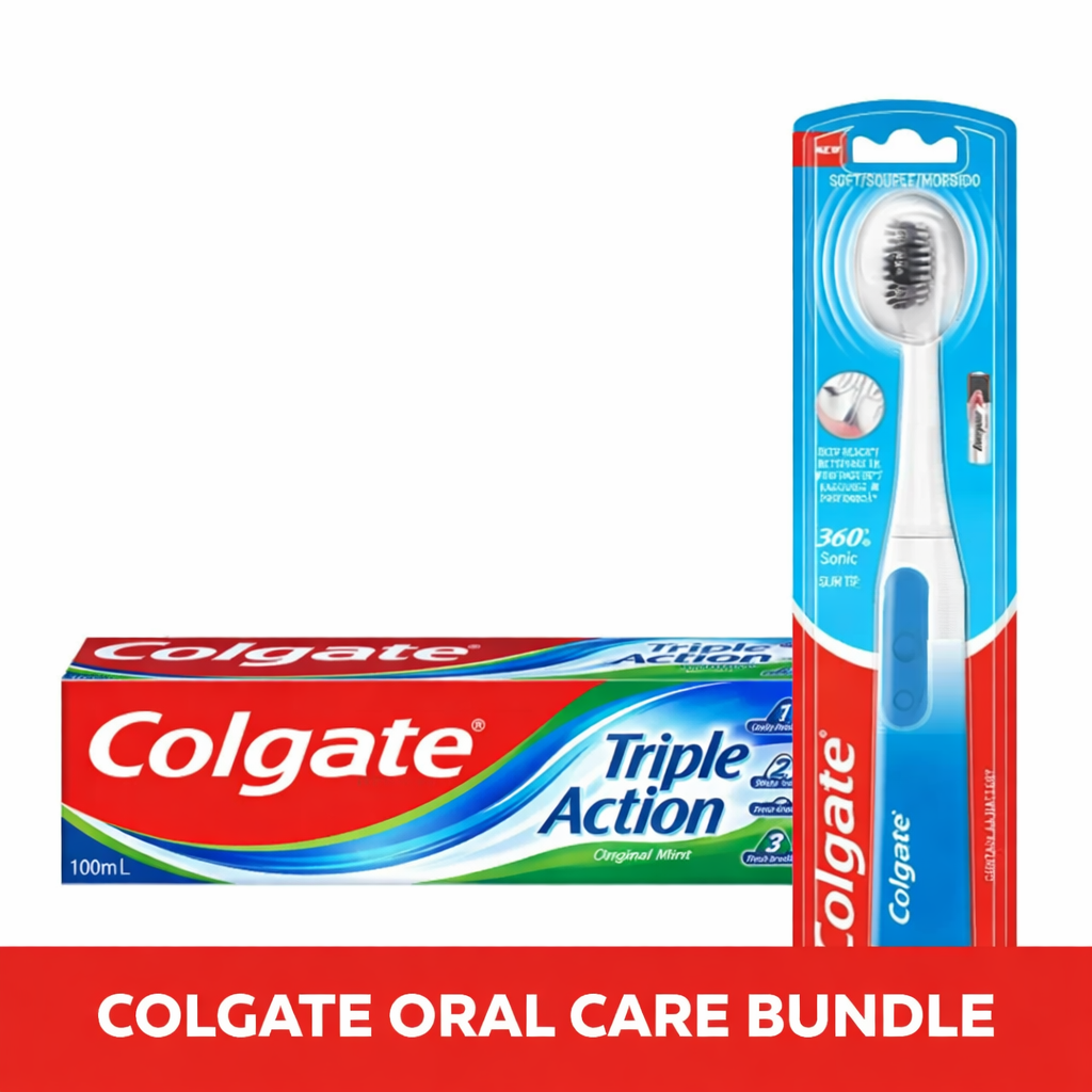Colgate 360 Battery Toothbrush + Colgate Triple Action Toothpaste Bundle