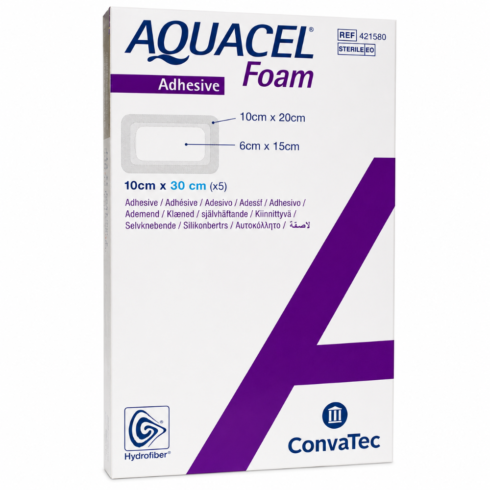 Convatec Aquacel Foam Adhesive Dressings 10cm x 30cm - 5 Pack