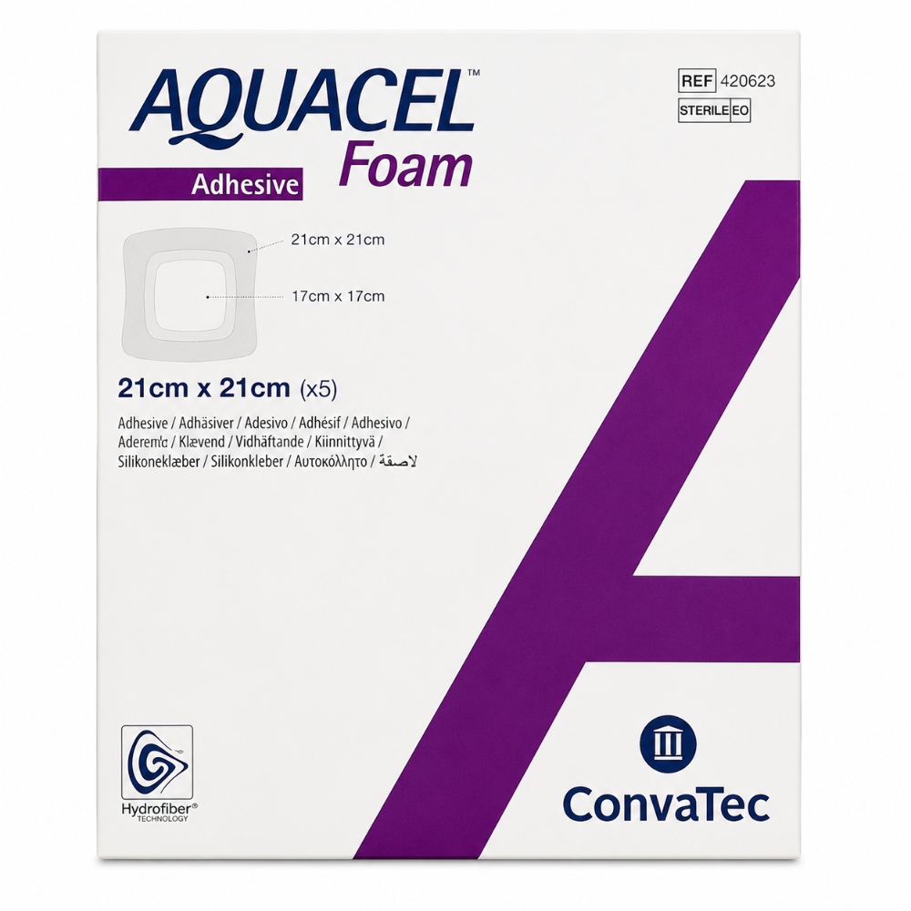 Convatec Aquacel Foam Adhesive Dressings 21cm x 21cm - 5 Pack