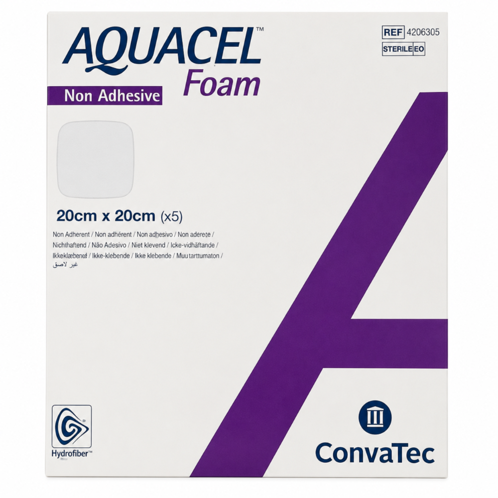 Convatec Aquacel Foam Non Adhesive Dressings 20 cm x 20cm - 5 Pack