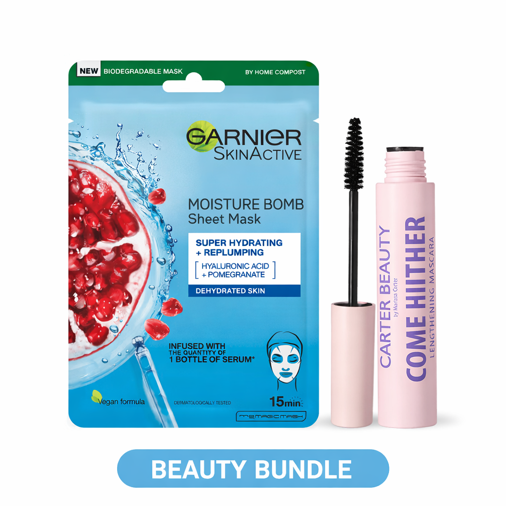 Garnier Beauty Bundle (Garnier Moisture Bomb Mask Blue + Mascara)