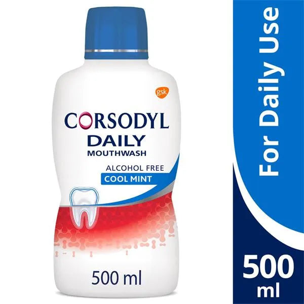 Corsodyl Daily Cool Mint Alcohol Free Mouthwash - 500ml