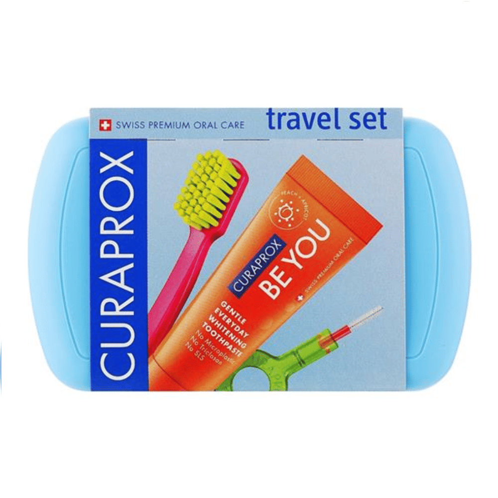 Curaprox Be You Travel Kit Assorted Colours Contains 5460 Toothbrush, CPS Handy, Be You Travel Toothpaste 10ml, Travel Case