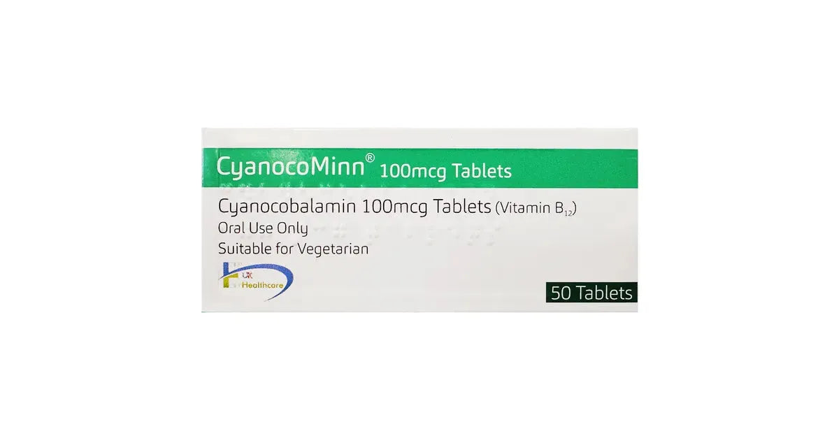 Cyanocobalamin 100mcg Vitamin B12 Tablets - 50 Pack