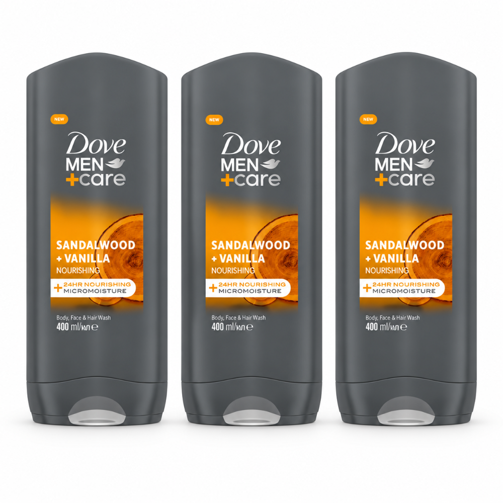 Dove Men Advanced Sandalwood & Vanilla Shower Gel Trio