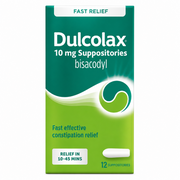 Dulcolax 10mg Bisacodyl Suppositories 12 Pack