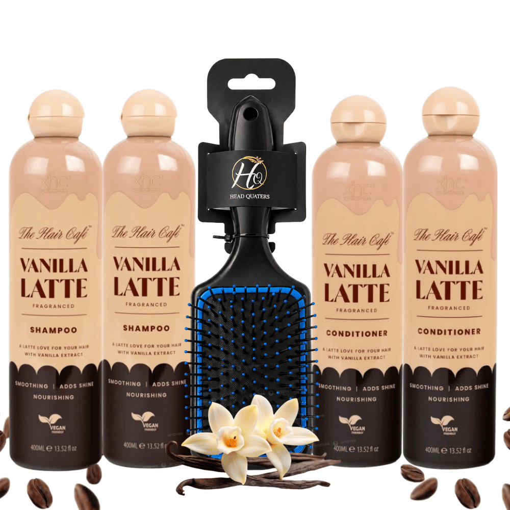 The Hair Cafe Vanilla Latte Bundle + HQ  Paddle Brush