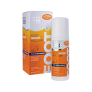 Neat 3B Foot Saver Roll-On Antiperspirant Deodorant box and bottle, featuring a white cap and an orange background, designed for foot odour protection and freshness.