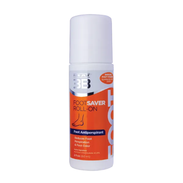 Neat 3B Foot Saver Roll-On Antiperspirant Deodorant tube with a white cap and orange design, offering foot odour protection and freshness.