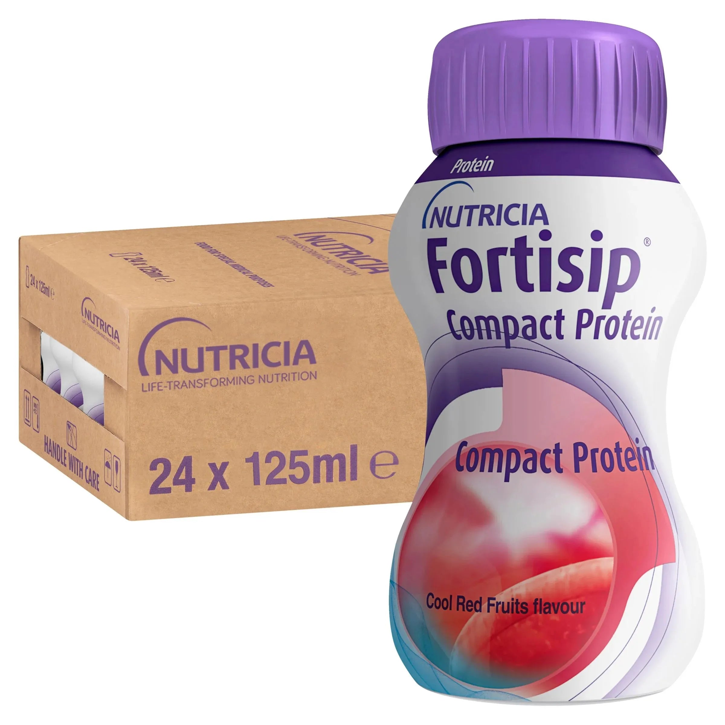 Fortisip Compact Protein Nutritional Drinks - Cool Red Fruits - 24 x 125ml