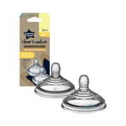 Tommee Tippee Closer To Nature Medium Flow Teats 3+months BPA Free - 2 Pack