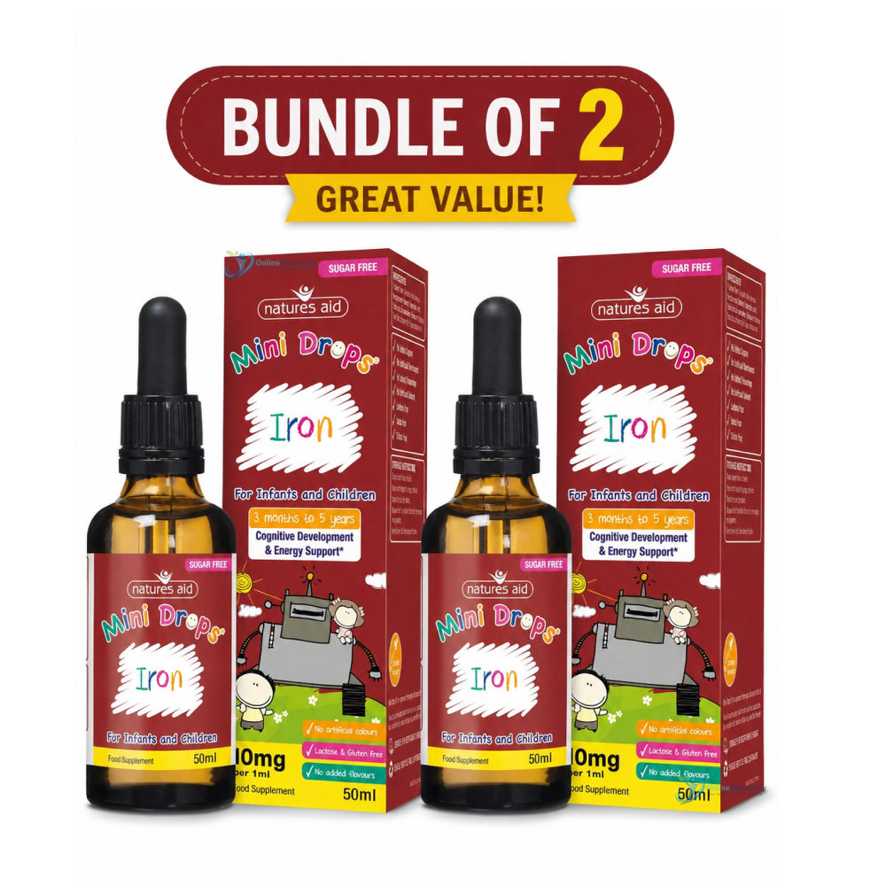 Natures Aid Mini Iron Drops Children - 50ml x2 Pack Bundle