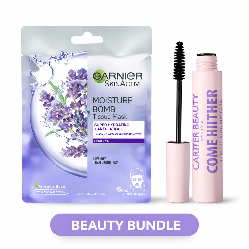 Garnier Beauty Bundle (Moisture Bomb Mask Purple + Mascara)