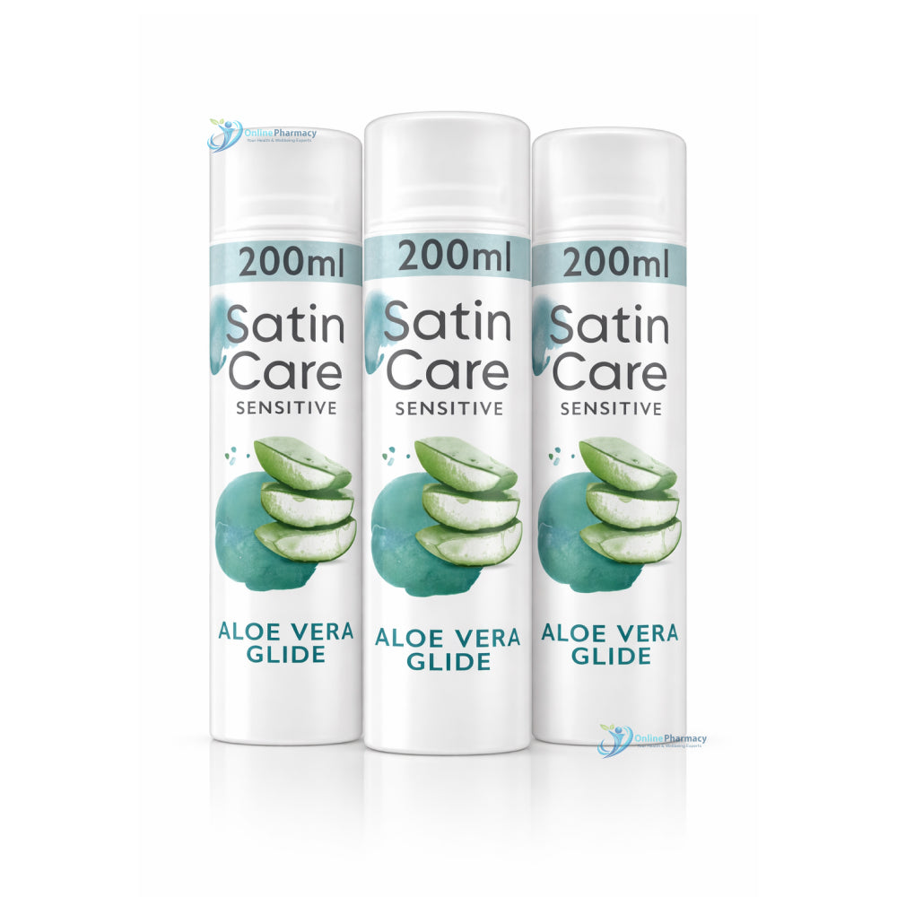 Gillette Women Satin Care Shaving Gel Aloe Vera Sensitive - 200ml x 3