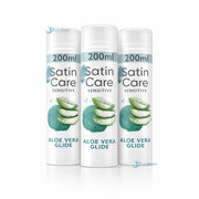 Gillette Women Satin Care Shaving Gel Aloe Vera Sensitive - 200ml x 3