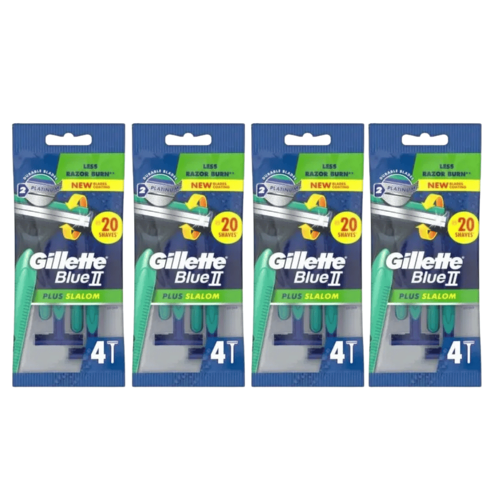 Gillette Blue 2 Plus Slalom Disposable 4's x 4 Pack