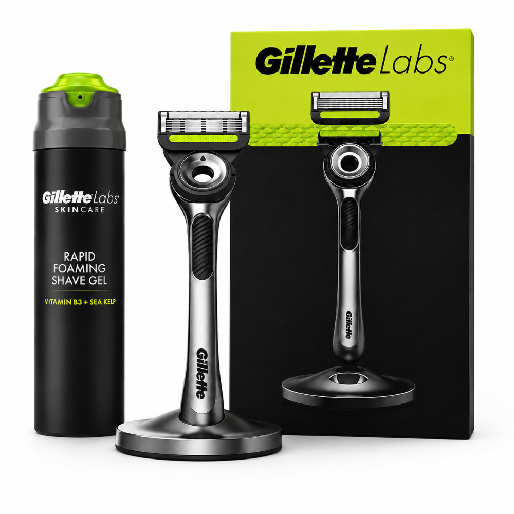 Gillette Labs Exfoliating Silver Razor & Shave Gel Bundle