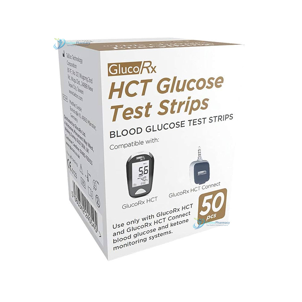 GlucoRx HCT Blood Glucose Test Strips - 50 Pack