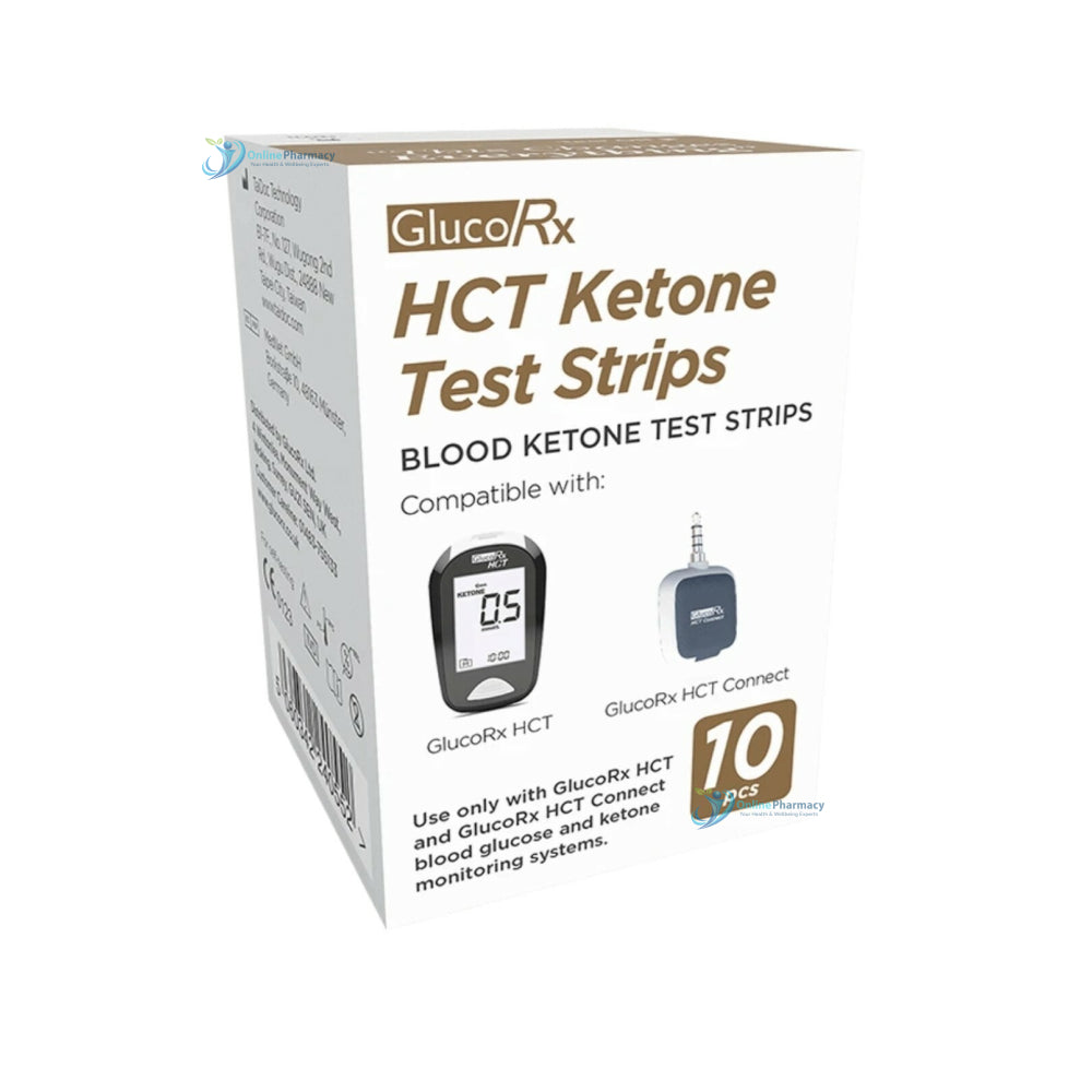 GlucoRx HCT Blood Ketone Test Strips - 10 Pack