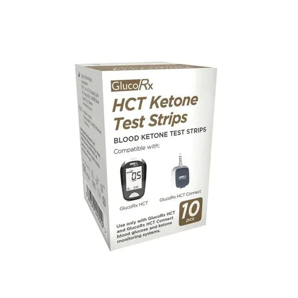 GlucoRx HCT Blood Ketone Test Strips - 10 Pack
