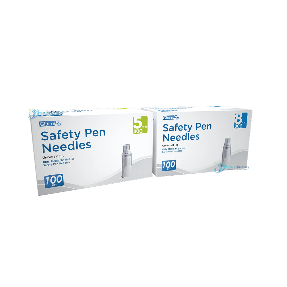 GlucoRx Safety Insulin Pen Needles - 100 Pack