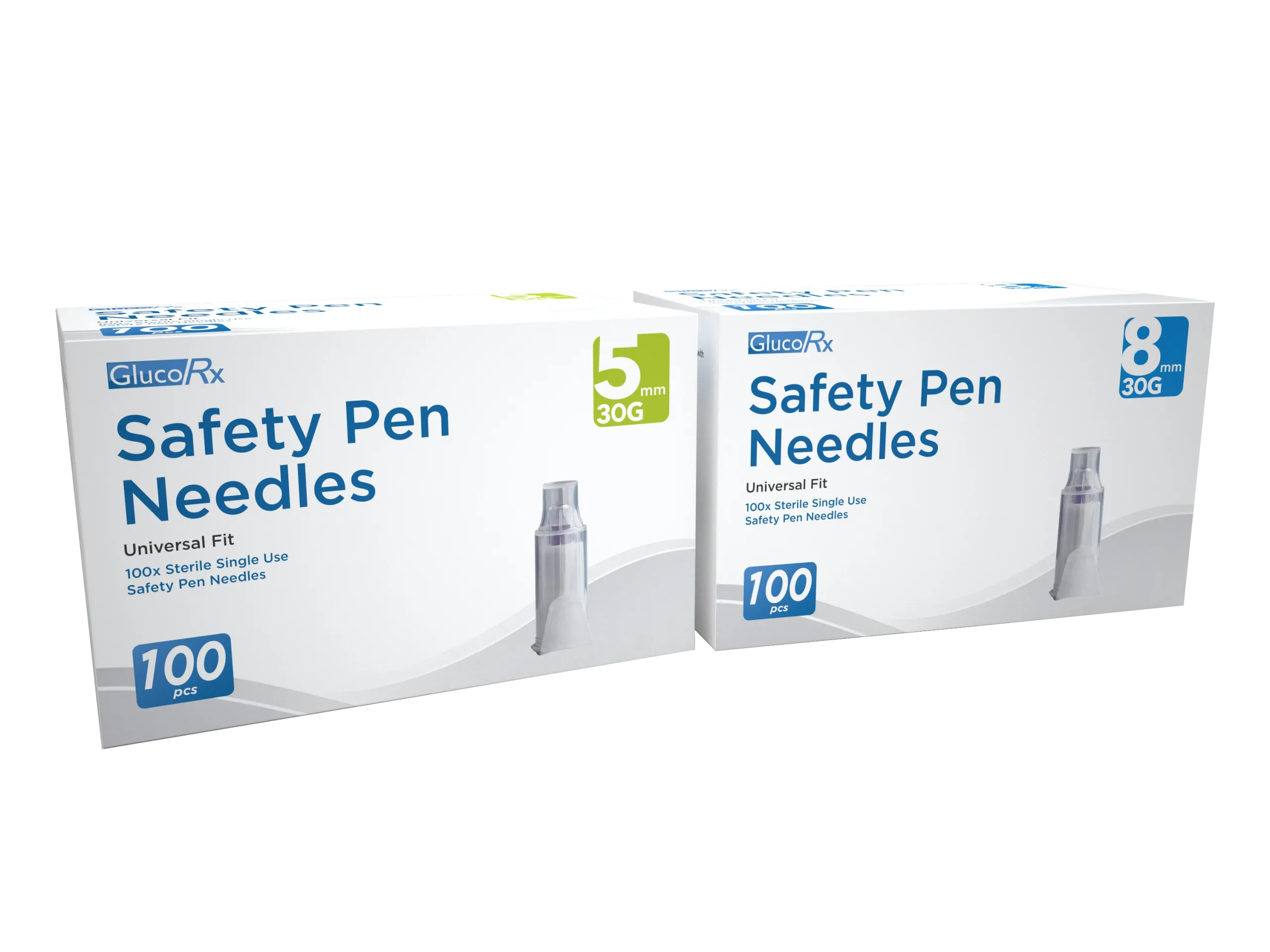 GlucoRx Safety Insulin Pen Needles - 100 Pack