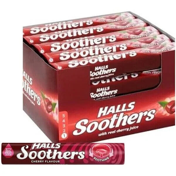 Halls Soothers Throat Lozenges Cherry - Single Pack / Box of 20 Pack