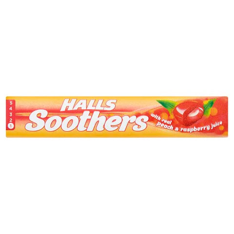 Halls Soothers Throat Lozenges Peach & Raspberry - Single Pack / Box of 20 Pack