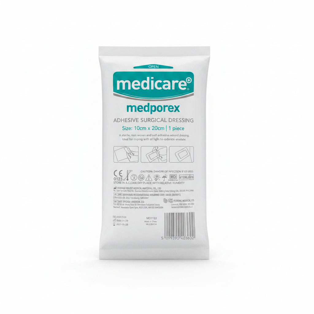 Medporex Adhesive Wound Dressing - 10cm x 20cm (Single Dressing)