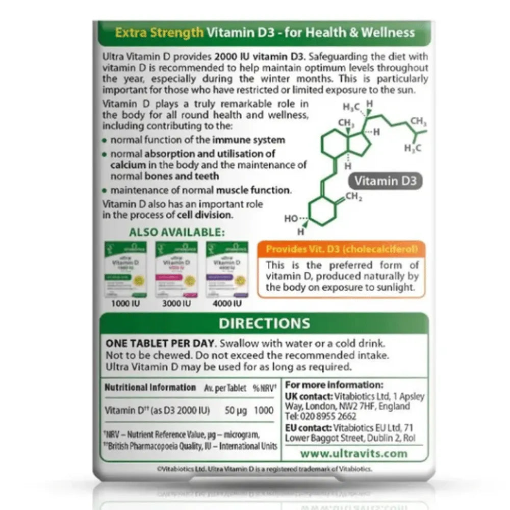 Vitabiotics Ultra D3 2000IU Tablets - 96 Tablets