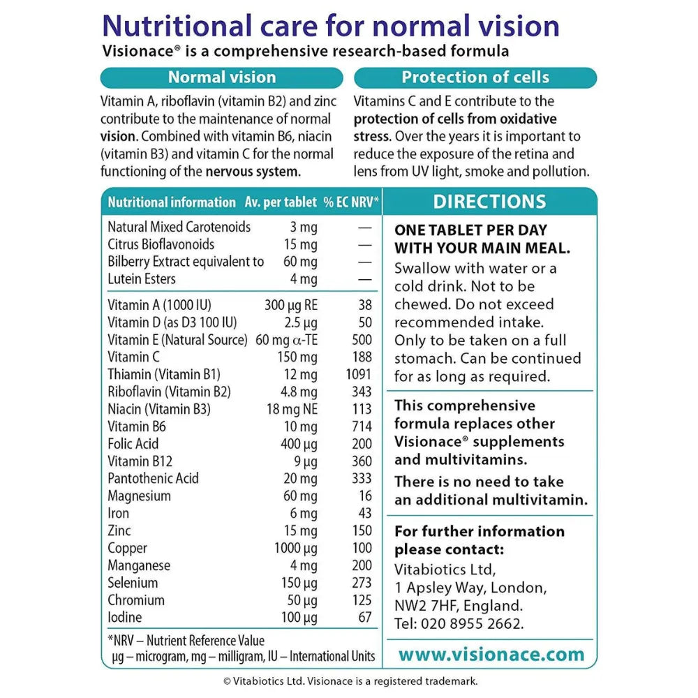 Vitabiotics Visionace Capsules - 30 Capsules